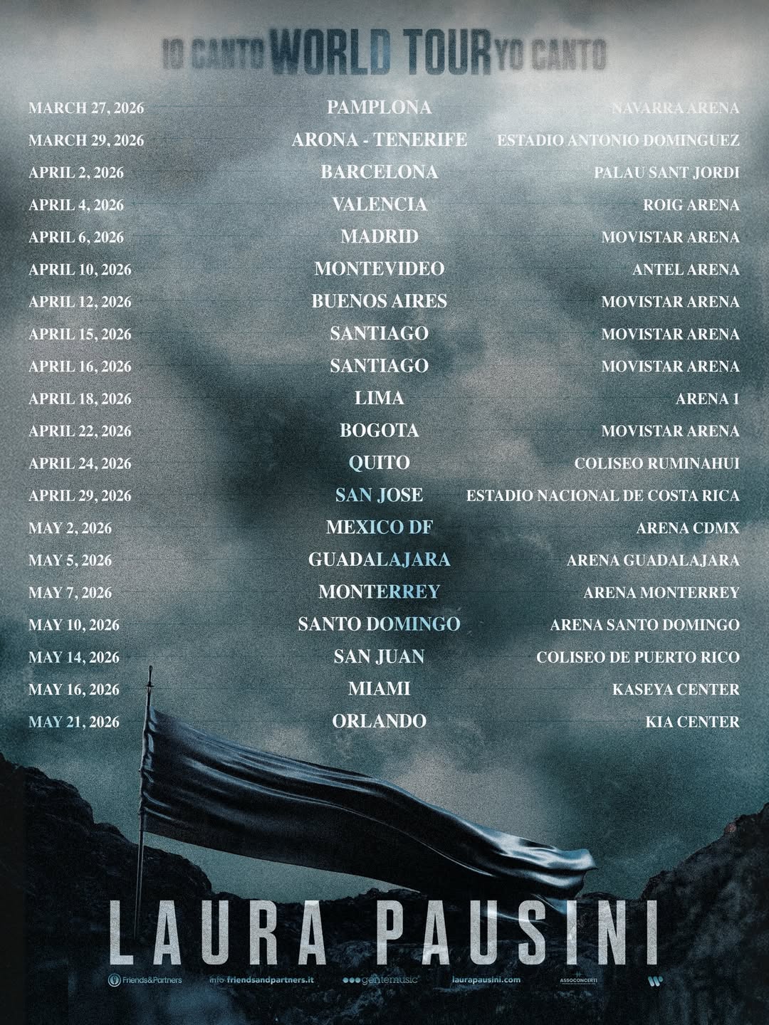 Laura Pausini IO CANTO WORLD TOUR Poster 2026–2027